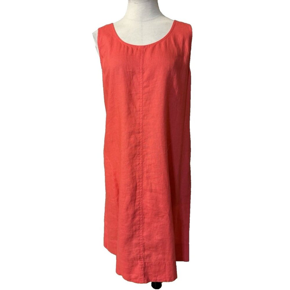 J Jill Linen A Line Shift Dress XL Extra Large Watermelon Pockets Washable NWT - Picture 2 of 12